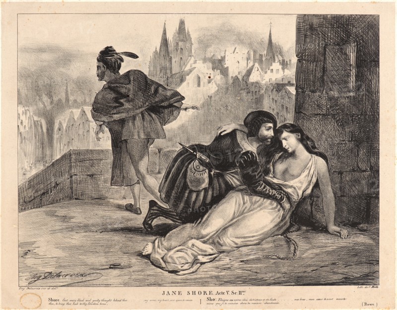 EugÃ¨ne Delacroix (French, 1798 - 1863). Jane Shore, 1828. Lithograph. Only state.