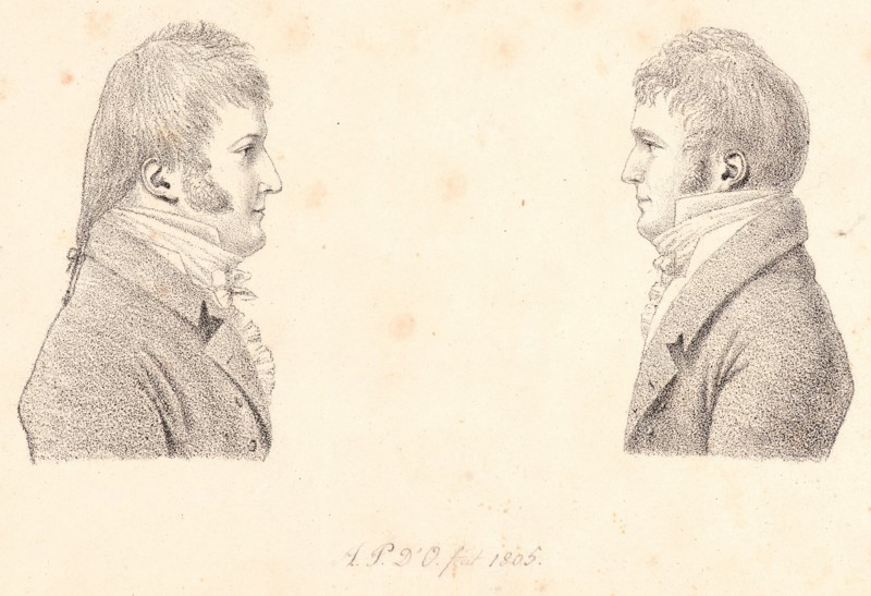 Duc de Montpensier (French, 1775 - 1807). Portraits of Louis-Philippe, Duc d'Orleans and Antoine-Philippe d'Orleans, 1805. Lithograph.