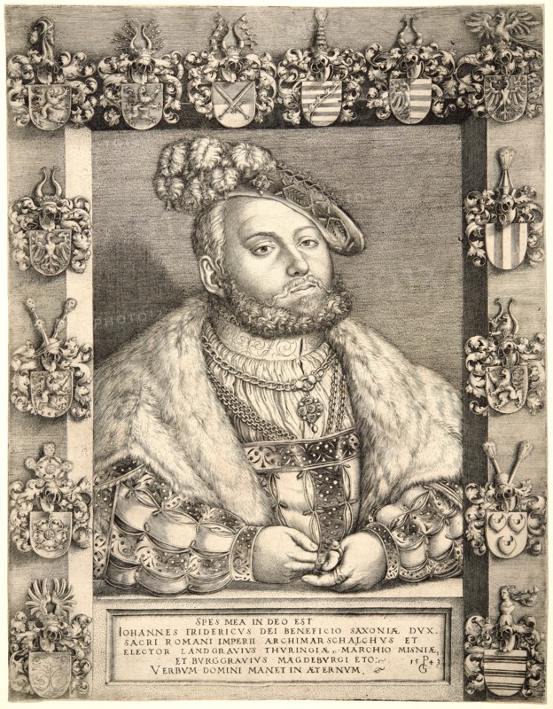 Georg Pencz (German, ca. 1500-1550). Portrait of John Frederick the Magnanimous, Duke of Saxony, 1543. Engraving.