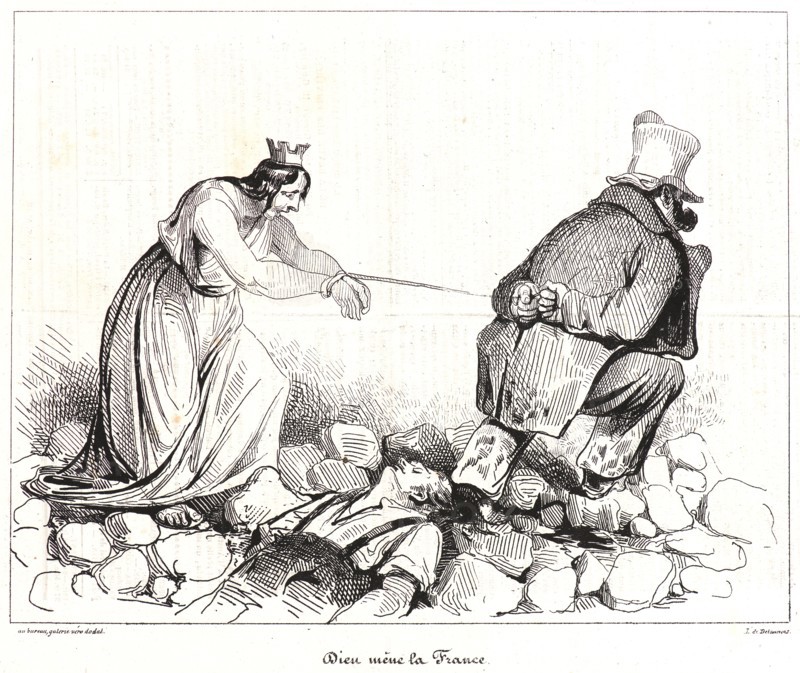 Honoré Daumier (French, 1808 - 1879). Dieu MÃ¨ne la France, 1834. Pen lithograph on newsprint paper. Image: 207 mm x 264 mm (8.15 in. x 10.39 in.). Second state.