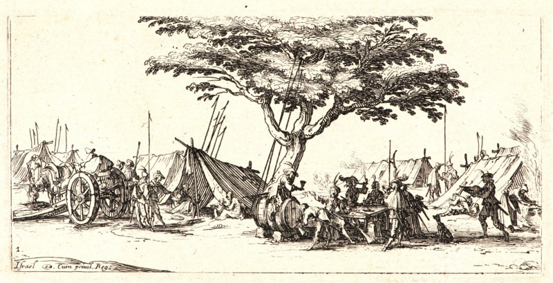 Jacques Callot (French, 1592 - 1635). The Encampment (Le Campement), 1636. From The Small Miseries of War (Les Petites MisÃ¨res de la Guerre). Etching. Second of two states.
