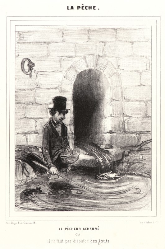 Honoré Daumier (French, 1808 - 1879). Le PÃªcheur Archarné, 1840. From La PÃªche. Lithograph on white wove paper. Image: 222 mm x 163 mm (8.74 in. x 6.42 in.) (image dimensions are for composition). Second state, with letters.