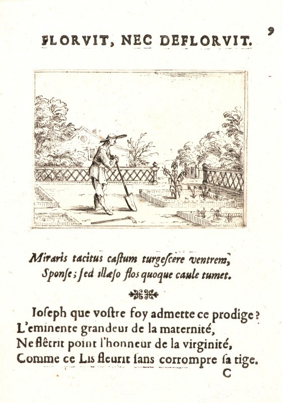 Jacques Callot (French, 1592 - 1635). Le Jardinier, 17th century. From The Life of the Virgin in Emblems (La Vie de la MÃ¨re de Dieu représentée par des. Etching. First of two states.