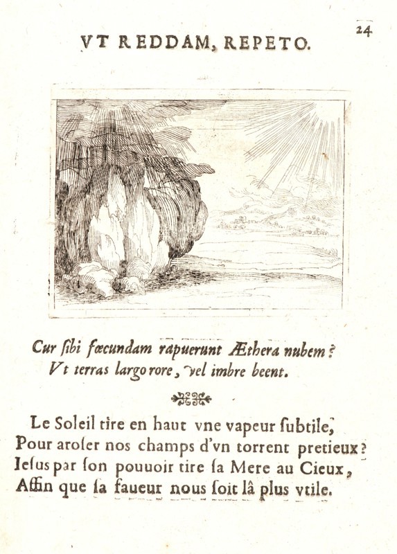 Jacques Callot (French, 1592 - 1635). Le Soleil et la Pluie, 17th century. From The Life of the Virgin in Emblems (La Vie de la MÃ¨re de Dieu représentée par des. Etching. First of two states.