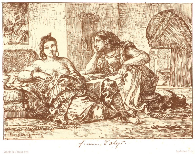 EugÃ¨ne Delacroix (French, 1798 - 1863). Women of Algiers (Femmes d'Alger), 1833. Pen lithograph. Second state.