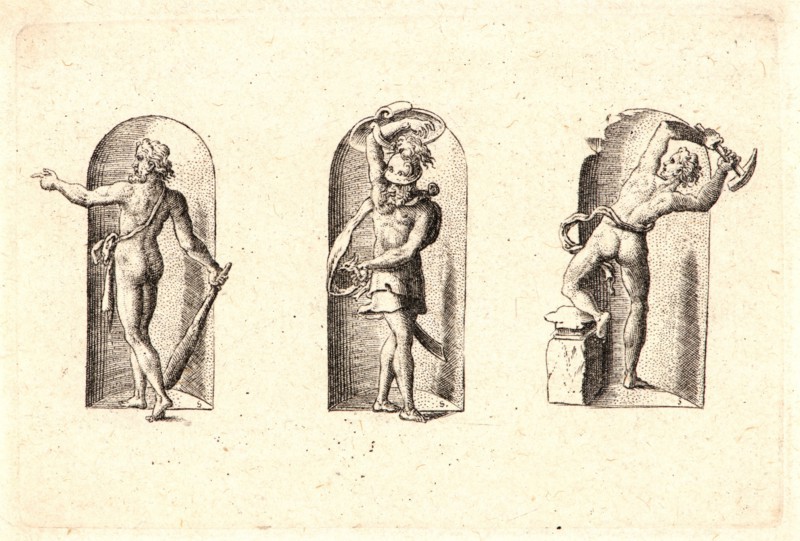 Etienne Delaune (aka Ãâtienne Delaune) (French, ca. 1519 - 1583). Several Gods of Classical Antiquity (Plusieurs Divinités de l'Antiquiteé Paienne), plate 1, 1578. From Several Gods of Classical Antiquity (Plusieurs Divinités de l'Antiquiteé Paienne. Engraving.