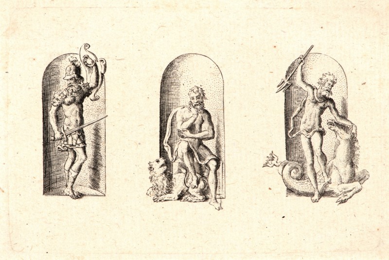 Etienne Delaune (aka Ãâtienne Delaune) (French, ca. 1519 - 1583). Several Gods of Classical Antiquity (Plusieurs Divinités de l'Antiquiteé Paienne), plate 2, 1578. From Several Gods of Classical Antiquity (Plusieurs Divinités de l'Antiquiteé Paienne. Engraving.