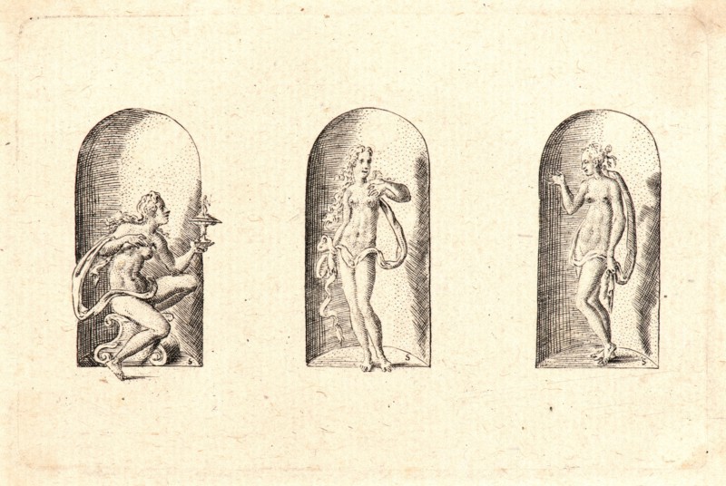 Etienne Delaune (aka Ãâtienne Delaune) (French, ca. 1519 - 1583). Several Gods of Classical Antiquity (Plusieurs Divinités de l'Antiquiteé Paienne), plate 6, 1578. From Several Gods of Classical Antiquity (Plusieurs Divinités de l'Antiquiteé Paienne. Engraving.