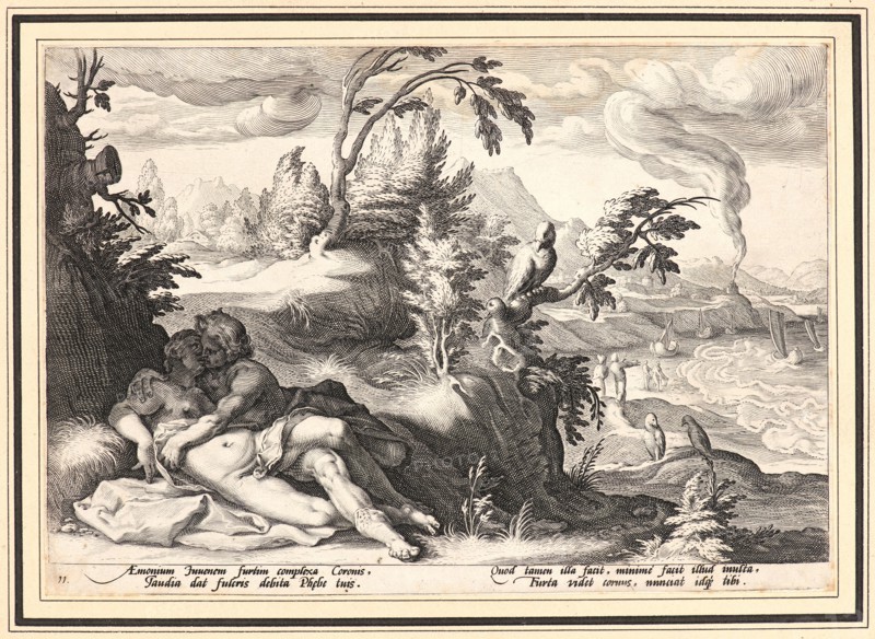 Anonymous after Hendrick Goltzius (Dutch, 1558 - 1617). Apollo and Coronis, ca. 1590. From Metamorphoses. Engraving on wove paper. Plate: 174 mm x 255 mm (6.85 in. x 10.04 in.). Undescribed first state.