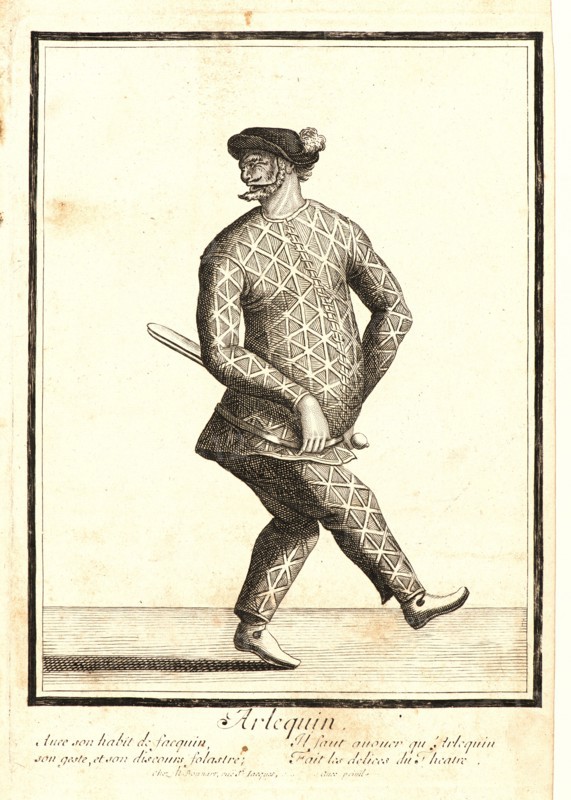 Nicolas Bonnart (French, 1636 - 1718). L'Arlequin, ca. 1680-1690. From Five Characters from the Commedia dell'Arte. Etching on laid paper. Plate: 263 mm x 186 mm (10.35 in. x 7.32 in.) (dimensions are approximate).