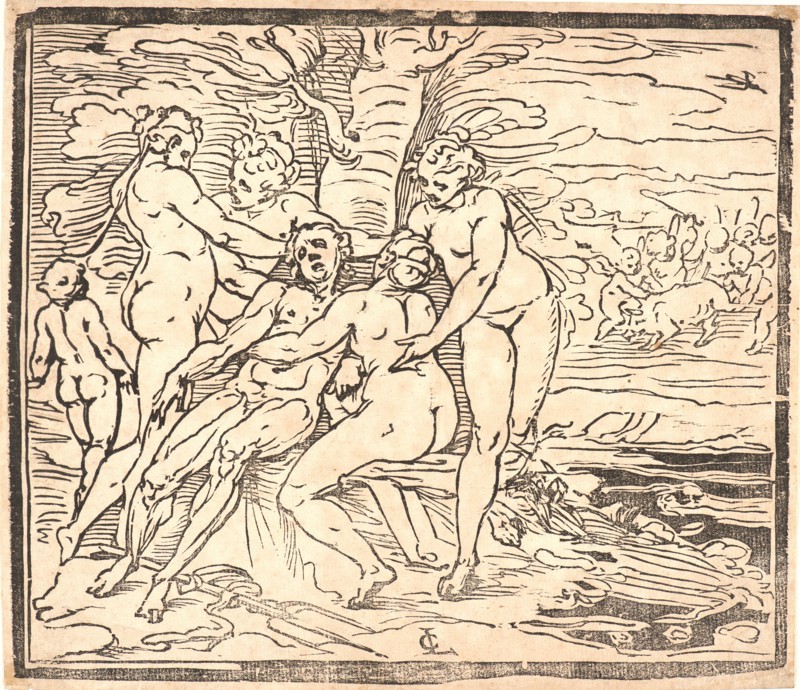 Luca Cambiaso (Italian, 1527 - 1585). Venus Mourning the Death of Adonis, 16th century. Woodcut. Image: 264 mm x 305 mm (10.39 in. x 12.01 in.).