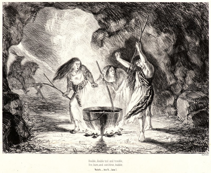 August Jean-Baptiste Meurice (French, 1819 - 1881). The Three Sorceresses, 1841. Lithograph.