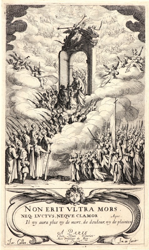Jacques Callot (French, 1592 - 1635). Frontispiece to Les Images des Saints, 1636. Etching. Third state.