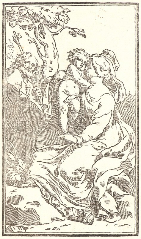 Carlo Francesco Nuvolone (Italian, 1609 - 1662). The Holy Family, ca. 1630- 1660. Woodcut.
