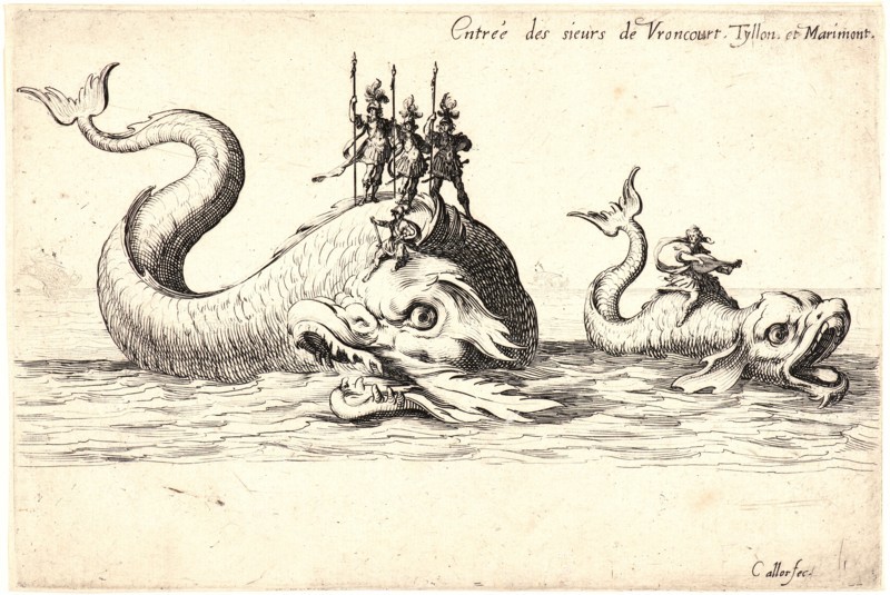 Jacques Callot (French, 1592 - 1635). Entree de MM. de Vroncourt, Tyllon et Marimon, 17th century. From Le Combat Ã  la Barriere. Etching. First of two states.