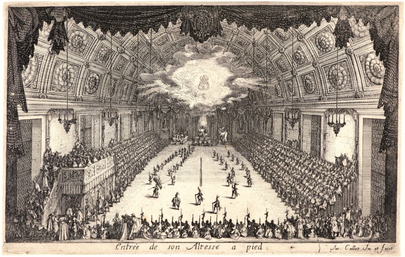 Jacques Callot (French, 1592 - 1635). Le Defile a Pied, 17th century. From Le Combat Ã  la Barriere. Etching. Second of two states.