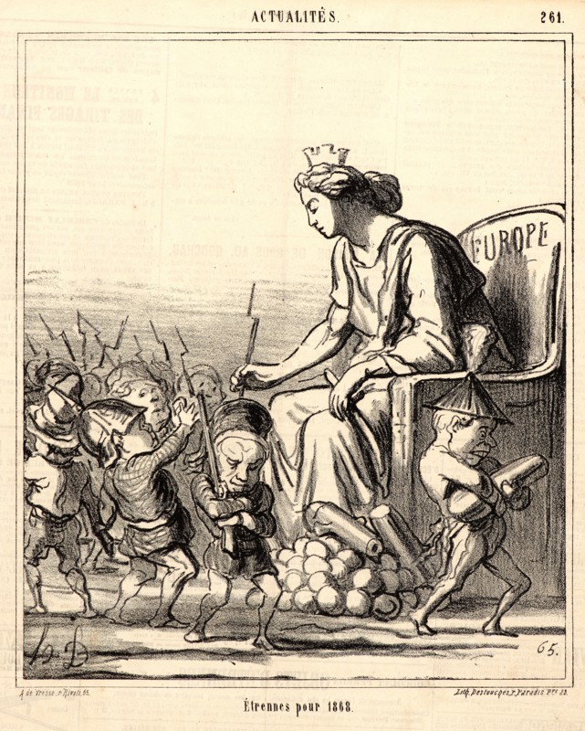 Honoré Daumier (French, 1808 - 1879). Etrennes Pour 1868, 1867. Lithograph on newsprint paper. Image: 243 mm x 206 mm (9.57 in. x 8.11 in.). Second of two states.