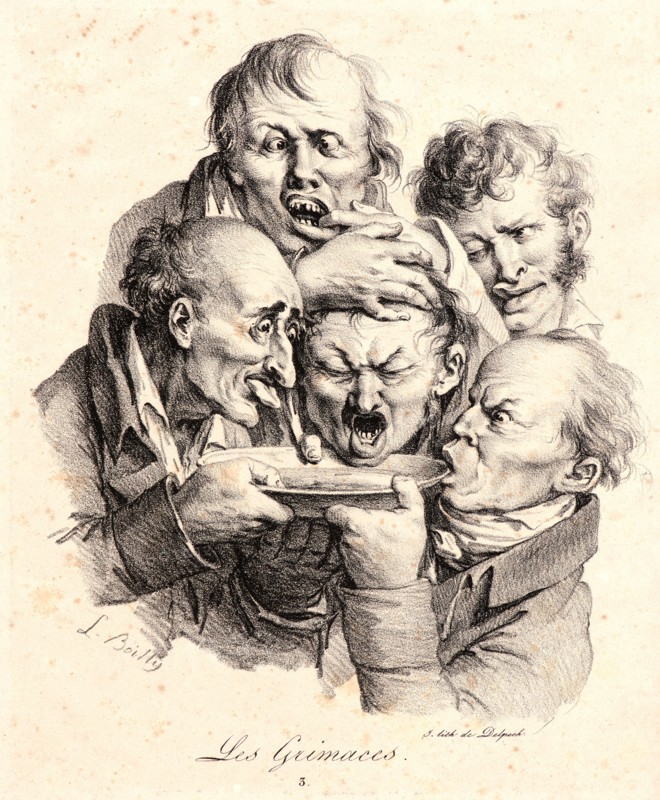Louis Léopold Boilly (French, 1761 - 1845). Grimaces (Les Grimaces). Lithograph. Image: 222 mm x 188 mm (8.74 in. x 7.4 in.).