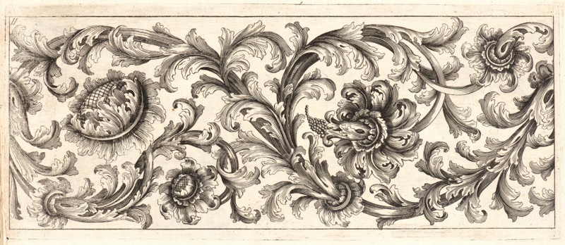 Domenico Bonavera (aka Domenico Bonaveri) (Italian, ca. 1640 - ca. 1700). Plate 11 from the set of Twelve Ornament Friezes, ca. 1670. Etching. Plate: 278 mm x 116 mm (10.94 in. x 4.57 in.).