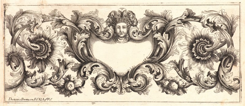 Domenico Bonavera (aka Domenico Bonaveri) (Italian, ca. 1640 - ca. 1700). Plate 1 from the set of Twelve Ornament Friezes, ca. 1670. Etching. Plate: 278 mm x 116 mm (10.94 in. x 4.57 in.).