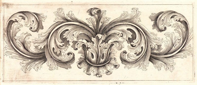 Domenico Bonavera (aka Domenico Bonaveri) (Italian, ca. 1640 - ca. 1700). Plate 3 from the set of Twelve Ornament Friezes, ca. 1670. Etching. Plate: 278 mm x 116 mm (10.94 in. x 4.57 in.).