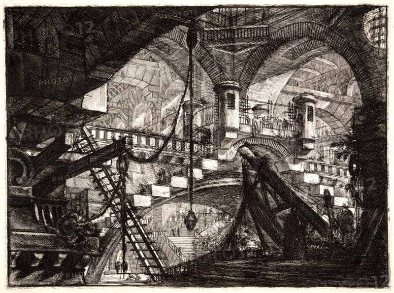 Giovanni Battista Piranesi (Italian, 1720 - 1778). The Arch with a Shell Ornament, 1761. From Carceri d'Invenzione di G. Battista Piranesi, Archit[etto] Vene[ziano]. Etching on laid paper. Plate: 407 mm x 551 mm (16.02 in. x 21.69 in.). Sixth of seven states.