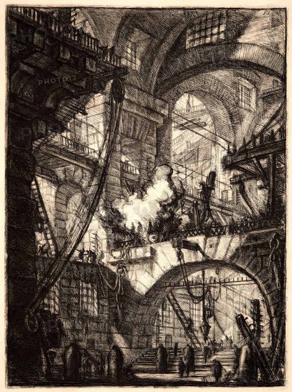 Giovanni Battista Piranesi (Italian, 1720 - 1778). The Smoking Fire, 1761. From Carceri d'Invenzione di G. Battista Piranesi, Archit[etto] Vene[ziano]. Etching on laid paper. Plate: 535 mm x 393 mm (21.06 in. x 15.47 in.). Sixth of seven states.