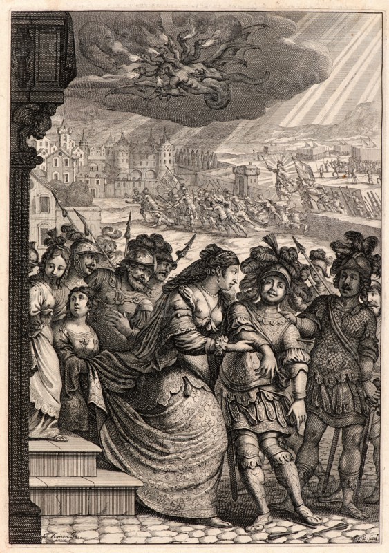Abraham Bosse (French, 1602-1676) after Claude Vignon (French, 1593 - 1670). Entry of the Troops into Paris; Joan at the Head..., ca. 1657. From Joan of Arc, or France Liberated (La Pucelle ou La France delivrée). Engraving on laid paper. Plate: 260 mm x 182 mm (10.24 in. x 7.17 in.).