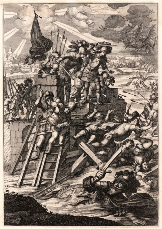 Abraham Bosse (French, 1602-1676) after Claude Vignon (French, 1593 - 1670). Joan Drives back the English, ca. 1657. From Joan of Arc, or France Liberated (La Pucelle ou La France delivrée). Engraving on laid paper. Plate: 260 mm x 182 mm (10.24 in. x 7.17 in.).