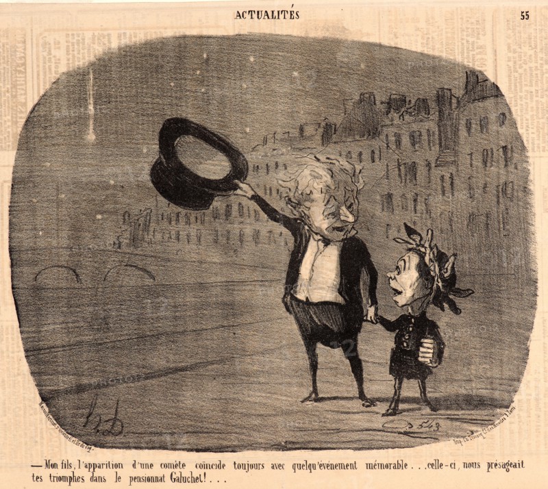 Honoré Daumier (French, 1808 - 1879). Mon fils, l'apparition d'une comÃ¨te..., 1853. From Actualités. Lithograph on wove newsprint paper. Image: 208 mm x 262 mm (8.19 in. x 10.31 in.). Third of three states.