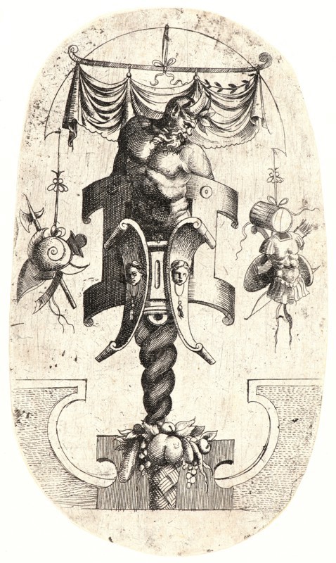 Jean Mignon (French, active 1537â€ì1552). Satyr Leaning to the Right, ca. 1543- 1545. From Termes. Etching on laid paper. Plate: 220 mm x 128 mm (8.66 in. x 5.04 in.). First of two states, before numerals.