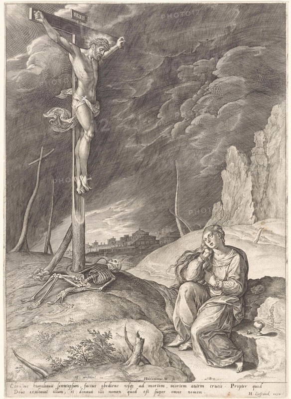 Triumphant Christ on the cross, Hieronymus Wierix, Hans Liefrinck (I), 1563 - before 1573