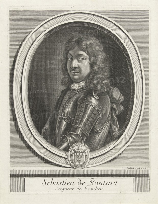 Portrait of Sébastien de Pontaut, Gerard Edelinck, Lodewijk XIV (King of France), 1666 - 1707