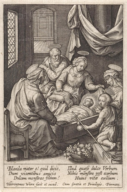 Christ child sleeps in the crib, Hieronymus Wierix, 1563 - before 1619