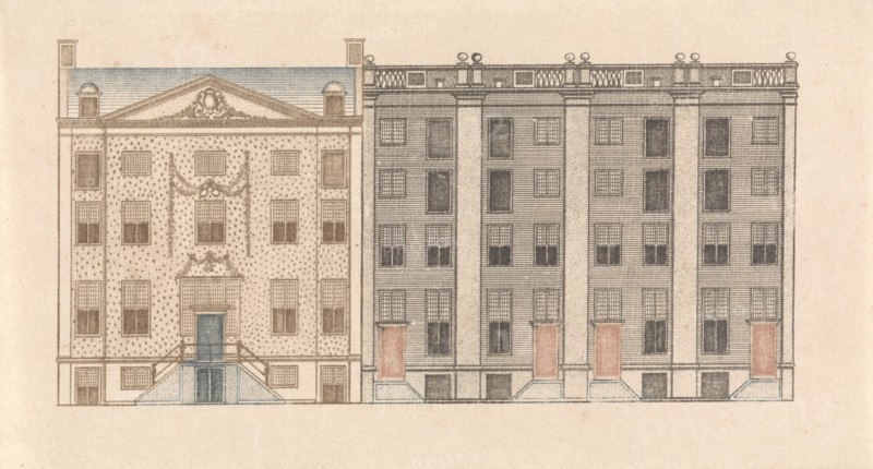 Amsterdam canal houses along the Herengracht 480-488, Anonymous, Cornelis Danckerts (II), Johan Teyler, 1696 - 1706