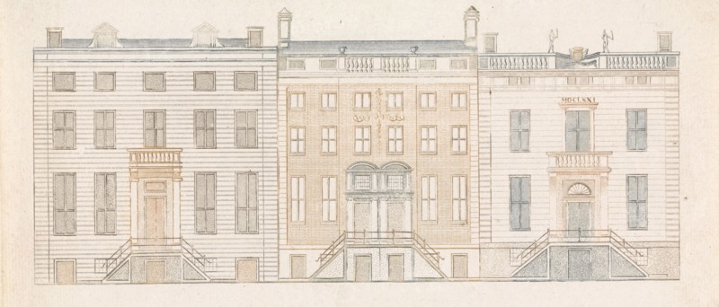 Amsterdam canal houses along the Herengracht 450-456, Anonymous, Cornelis Danckerts (II), Johan Teyler, 1696 - 1706