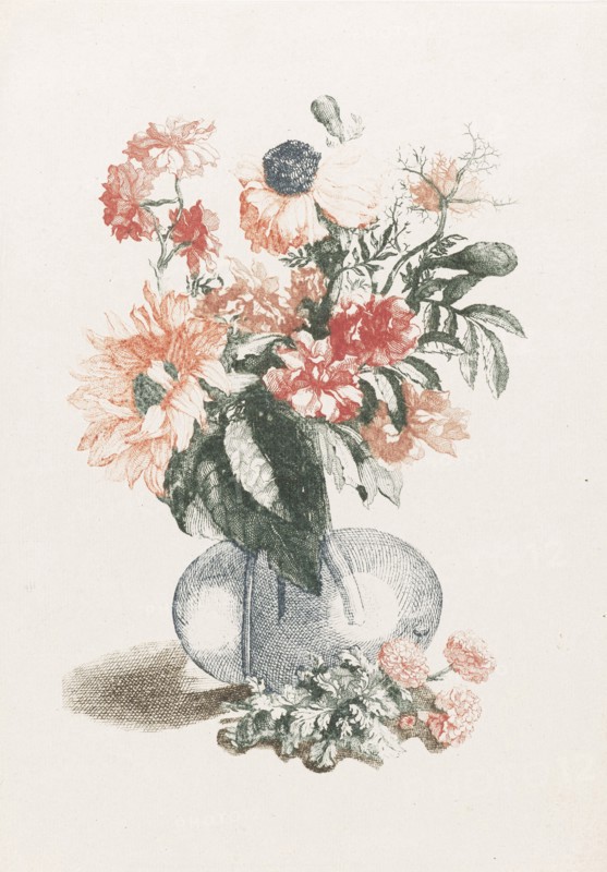 Glass vase with various flowers and a sunflower, Anonymous, Jean Baptiste Monnoyer, Johan Teyler, 1688 - 1698