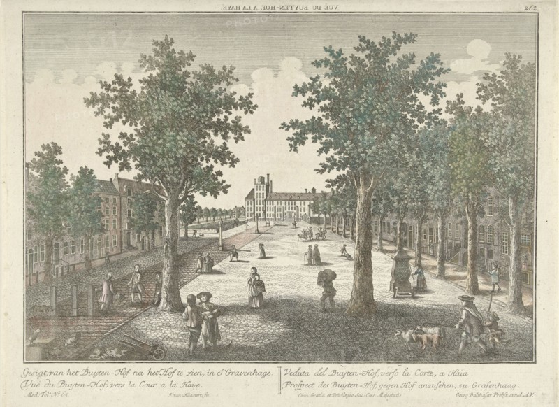 View of the Buitenhof in The Hague, The Netherlands, Isaac van Haastert, Georg Balthasar Probst, c. 1770 - c. 1790