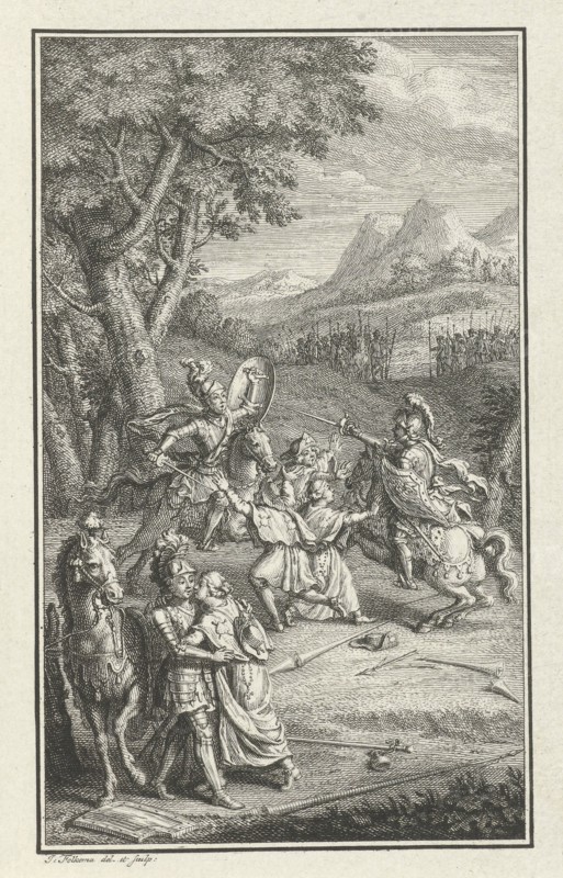 Knights in combat, Jacob Folkema, 1702 - 1767
