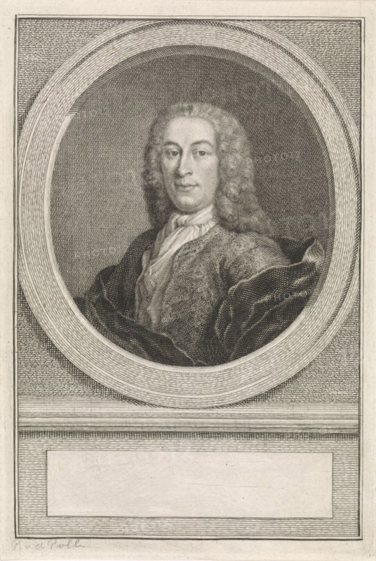 Portrait of Pieter van de Poll, print maker: Jacob Houbraken, 1747 - 1759
