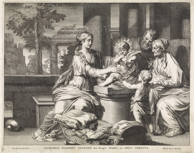 Holy Family with Zachariah, Elizabeth and John the Baptist, Matthijs Pool, Willem de Broen, 1705 - 1748