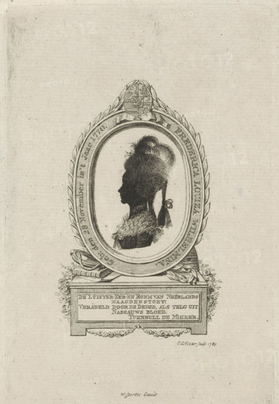 Silhouette Portrait of Louise, Princess of Orange-Nassau, Jan Gerritsz. Visser, William Pieter Turnbull de Mikker, Willem Coertse, 1785