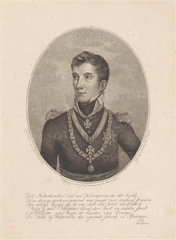 Portrait of William II, the future King of the Netherlands, as crown prince, Dirk Sluyter, J. Groenewoud, in or after 1815