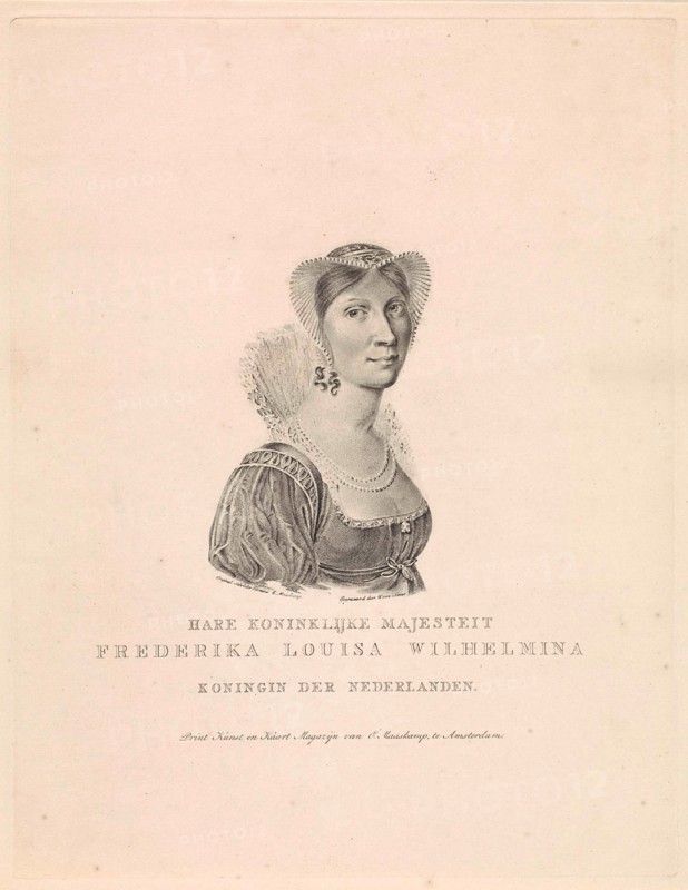 Portrait of Wilhelmina Frederica Louisa (Queen of the Netherlands), Willem van Senus, Evert Maaskamp, 1815 - 1851