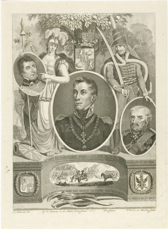 Portrait of Prince William Frederick George Lodewijk to commemorate the Battle of Waterloo, Belgium, Pieter van der Meulen, Jan F. Numan, 1815 - 1817