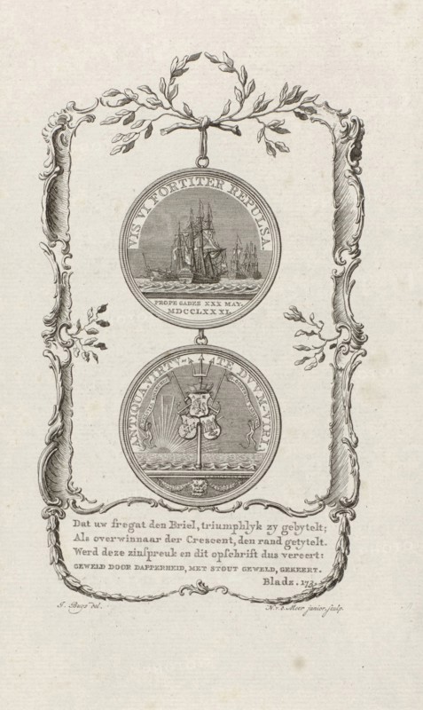 Medal in honor of Gerardus Oorthuys, captain of the frigate Den Briel, Noach van der Meer (II), 1781 - 1782