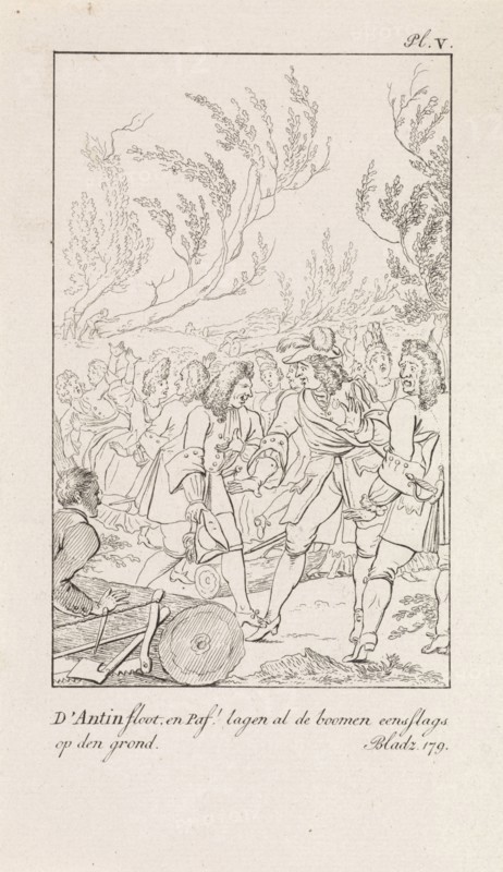 Company in a forest near felled trees, DaniÃ«l Veelwaard (I), Jacob Smies, FranÃ§ois Bohn, 1802 - 1809