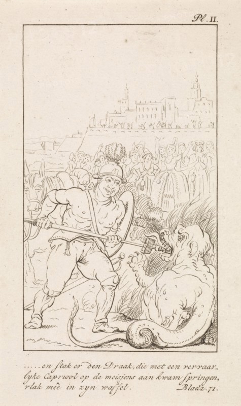 Man holds a dragon down, DaniÃ«l Veelwaard (I), Jacob Smies, FranÃ§ois Bohn, 1802 - 1809