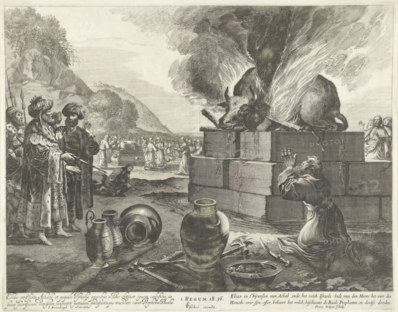 Elijah and the prophets of Bael, Pieter Nolpe, Claes Jansz. Visscher II, 1623-1653
