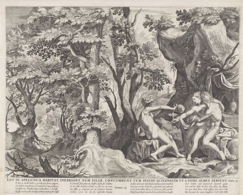 Lot and his daughters, Anonymous, RaphaÃ«l Sadeler (I), Nicolaes Visscher (I), 1652 - 1702